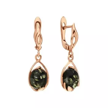 Серебряные серьги с янтарем природным