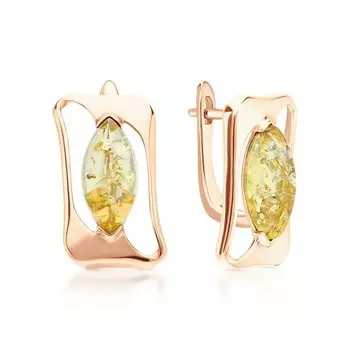 Серебряные серьги с янтарем природным