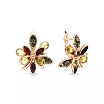 Серебряные серьги с янтарем природным