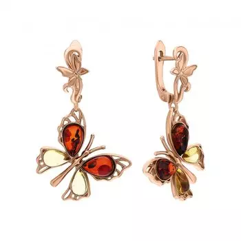 Серебряные серьги с янтарем природным