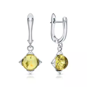 Серебряные серьги с янтарем природным