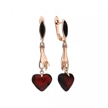 Серебряные серьги с янтарем природным