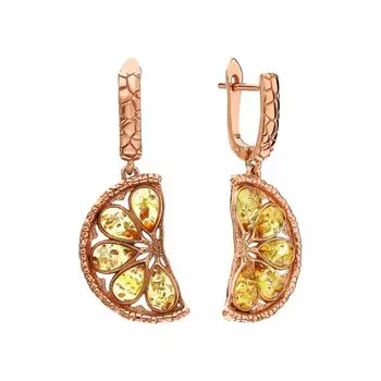 Серебряные серьги с янтарем природным