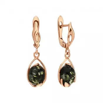 Серебряные серьги с янтарем природным