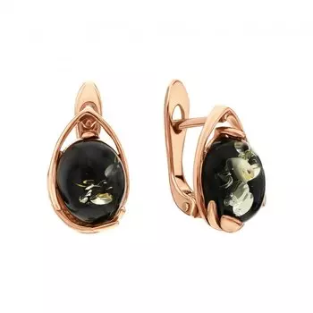 Серебряные серьги с янтарем природным