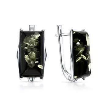 Серебряные серьги с янтарем природным