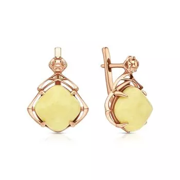 Серебряные серьги с янтарем природным