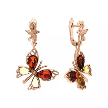 Серебряные серьги с янтарем природным