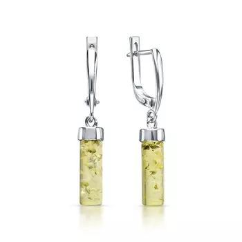 Серебряные серьги с янтарем природным