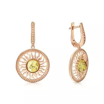 Серебряные серьги с янтарем природным