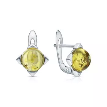 Серебряные серьги с янтарем природным