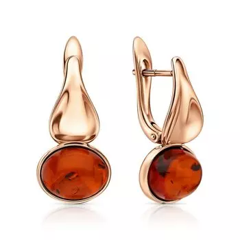 Серебряные серьги с янтарем природным