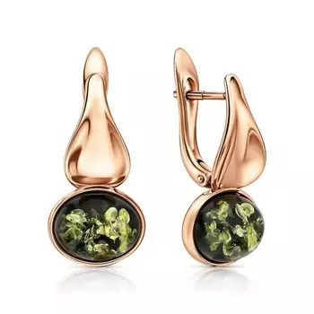 Серебряные серьги с янтарем природным