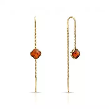 Серебряные серьги с янтарями