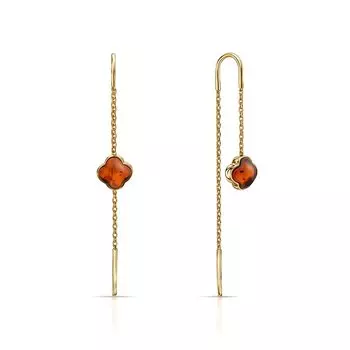 Серебряные серьги с янтарями