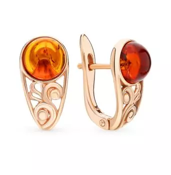 Серебряные серьги с янтарями природными