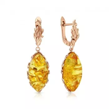 Серебряные серьги с янтарями природными