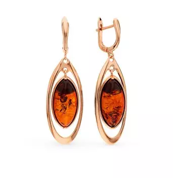 Серебряные серьги с янтарями природными