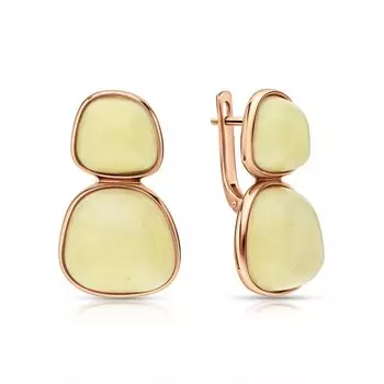 Серебряные серьги с янтарями природными