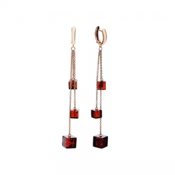 Серебряные серьги с янтарями природными