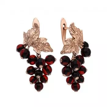 Серебряные серьги с янтарями природными