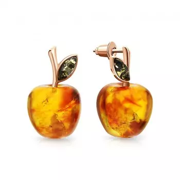 Серебряные серьги с янтарями природными