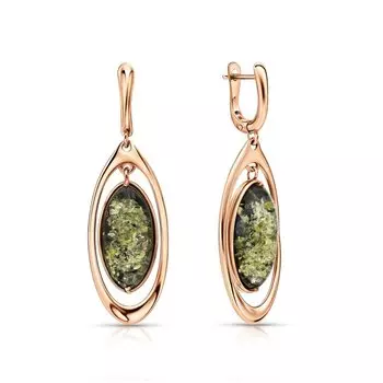 Серебряные серьги с янтарями природными