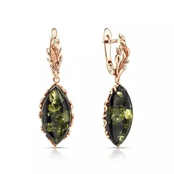 Серебряные серьги с янтарями природными