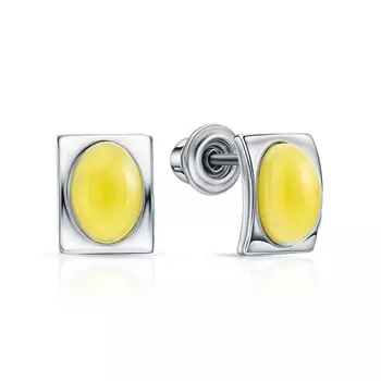 Серебряные серьги с янтарями природными