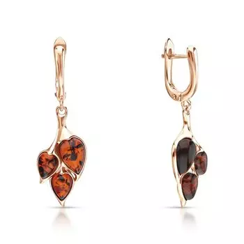 Серебряные серьги с янтарями природными