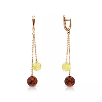 Серебряные серьги с янтарями природными