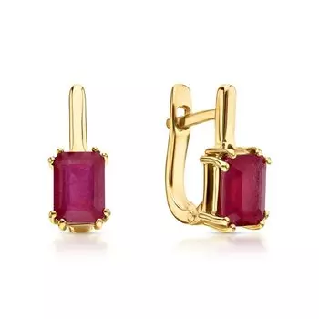 Серебряные серьги с рубинами природными