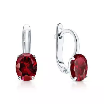 Серебряные серьги с рубинами природными