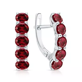Серебряные серьги с рубинами природными