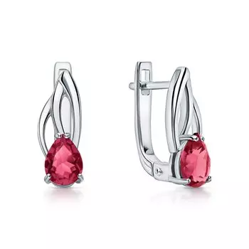 Серебряные серьги с рубинами природными