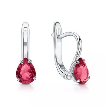 Серебряные серьги с рубинами природными