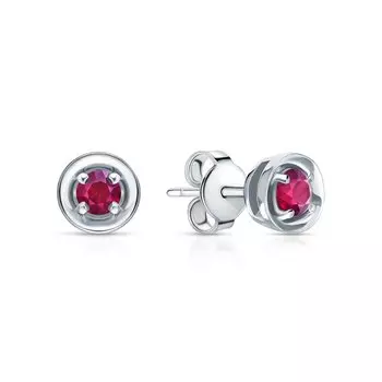 Серебряные серьги с рубинами природными