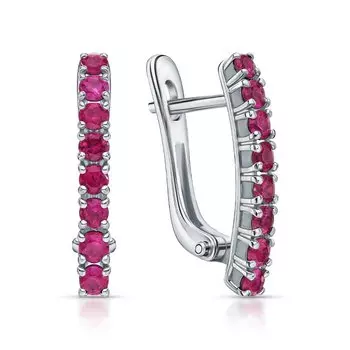 Серебряные серьги с рубинами природными