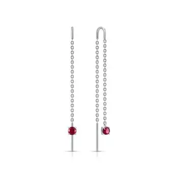 Серебряные серьги с рубинами природными