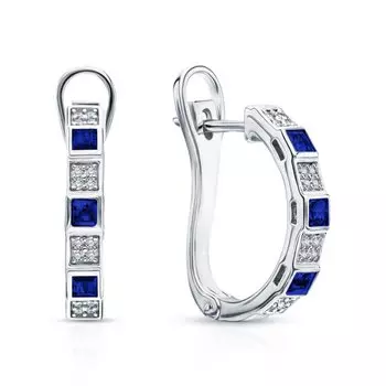 Серебряные серьги с сапфирами фианитами