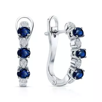 Серебряные серьги с сапфирами и фианитами
