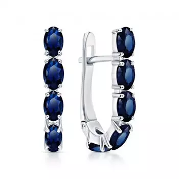 Серебряные серьги с сапфирами природными