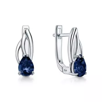 Серебряные серьги с сапфирами природными
