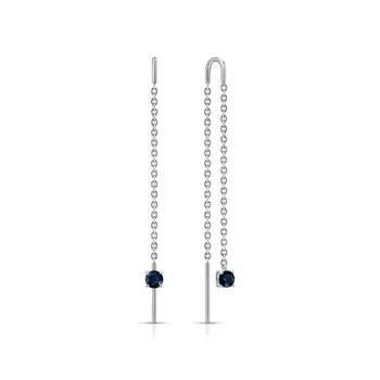 Серебряные серьги с сапфирами природными