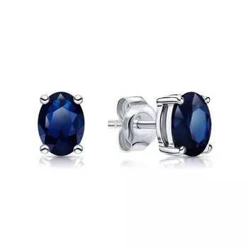Серебряные серьги с сапфирами природными
