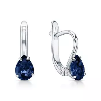Серебряные серьги с сапфирами природными