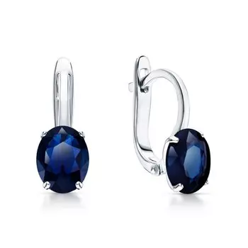 Серебряные серьги с сапфирами природными
