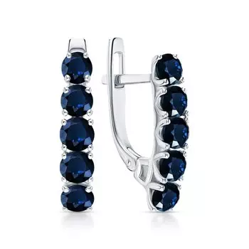 Серебряные серьги с сапфирами природными