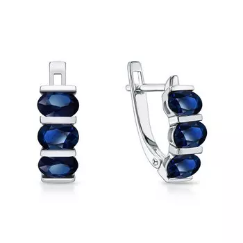 Серебряные серьги с сапфирами природными