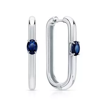 Серебряные серьги с сапфирами природными